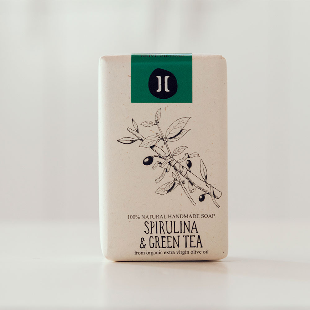 Jabón de Espirulina y Té verde a base de aceite de oliva 100% orgánico