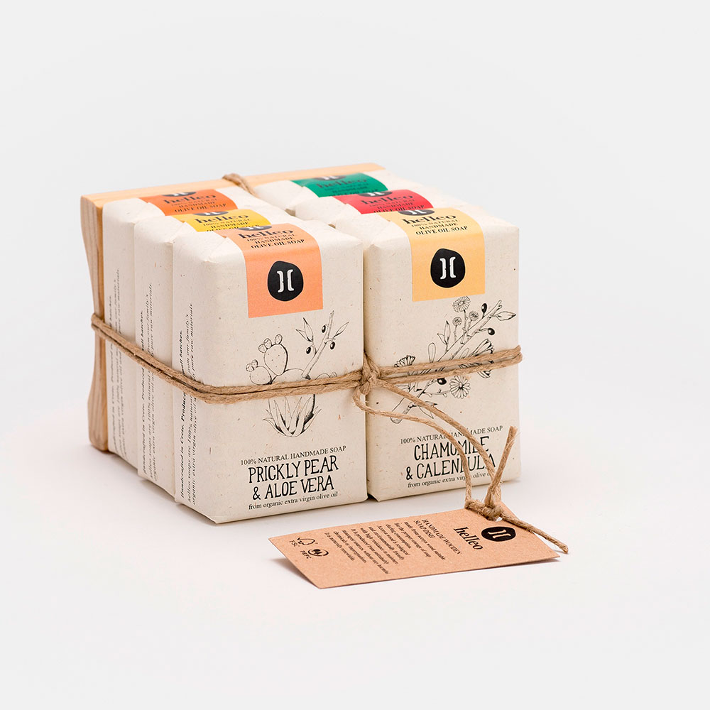 Juego de 6 jabones tamaño de 120 gr con jabonera de madera.