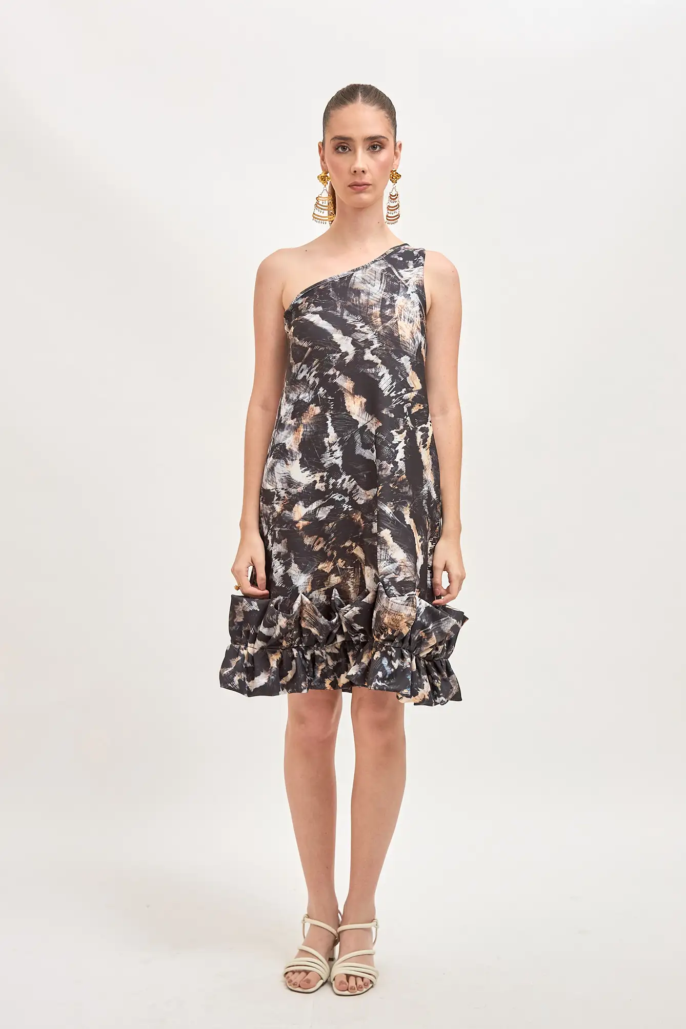 Vestido Negro y Crema con Correa - Imagen 2