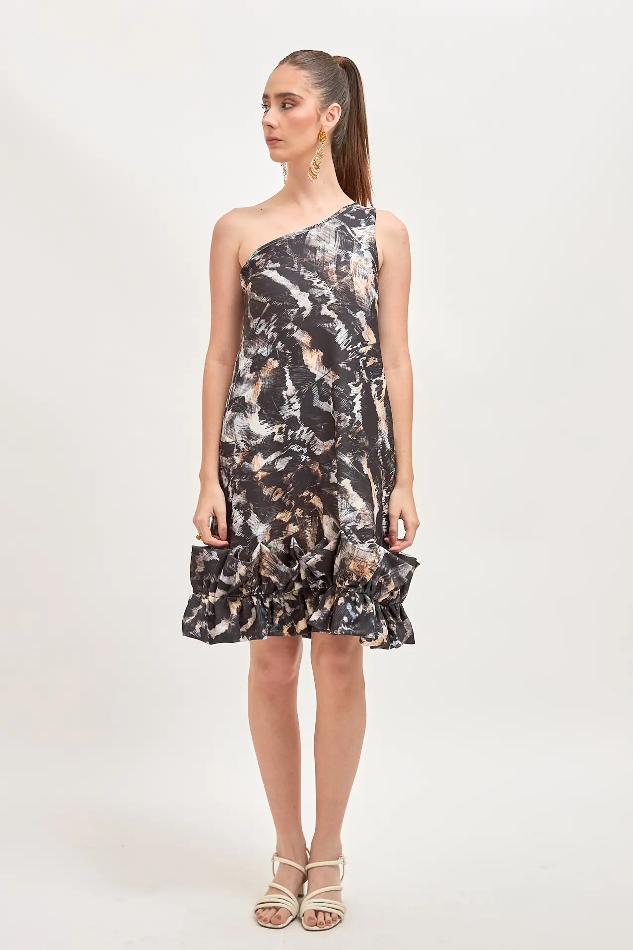 Vestido Negro y Crema con Correa - Imagen 3