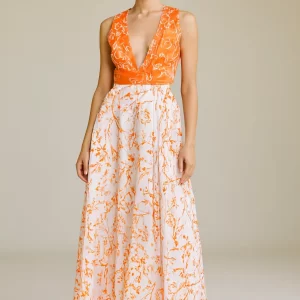 Vestido Barbie Blanco Con Naranja M