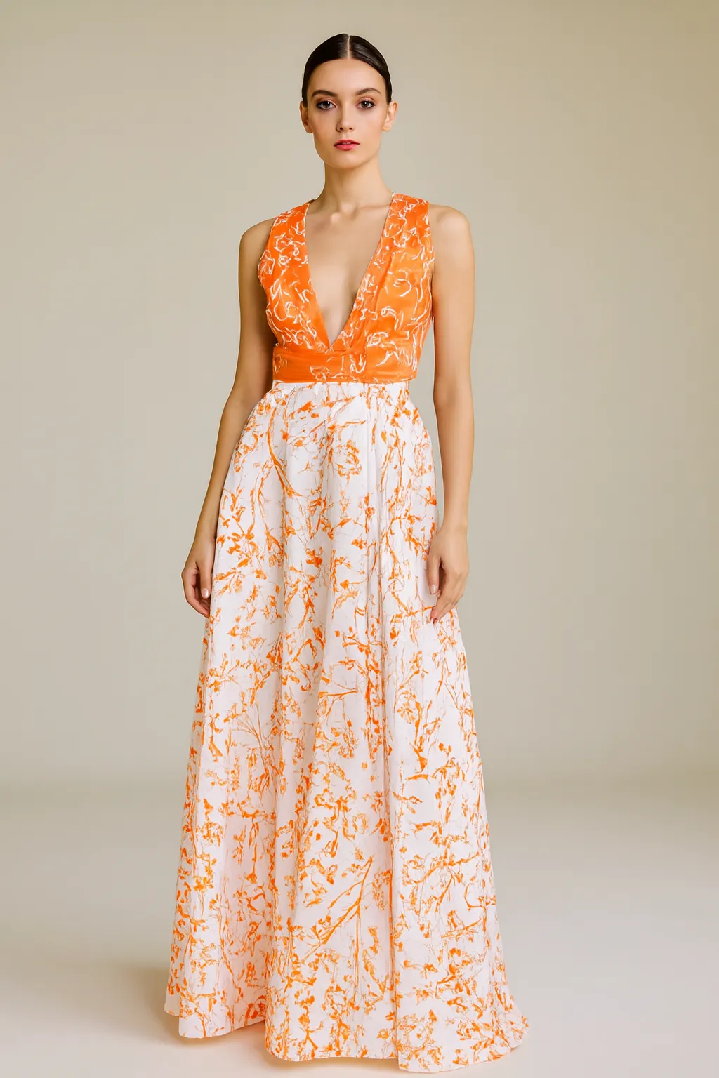 Vestido Barbie Blanco Con Naranja M