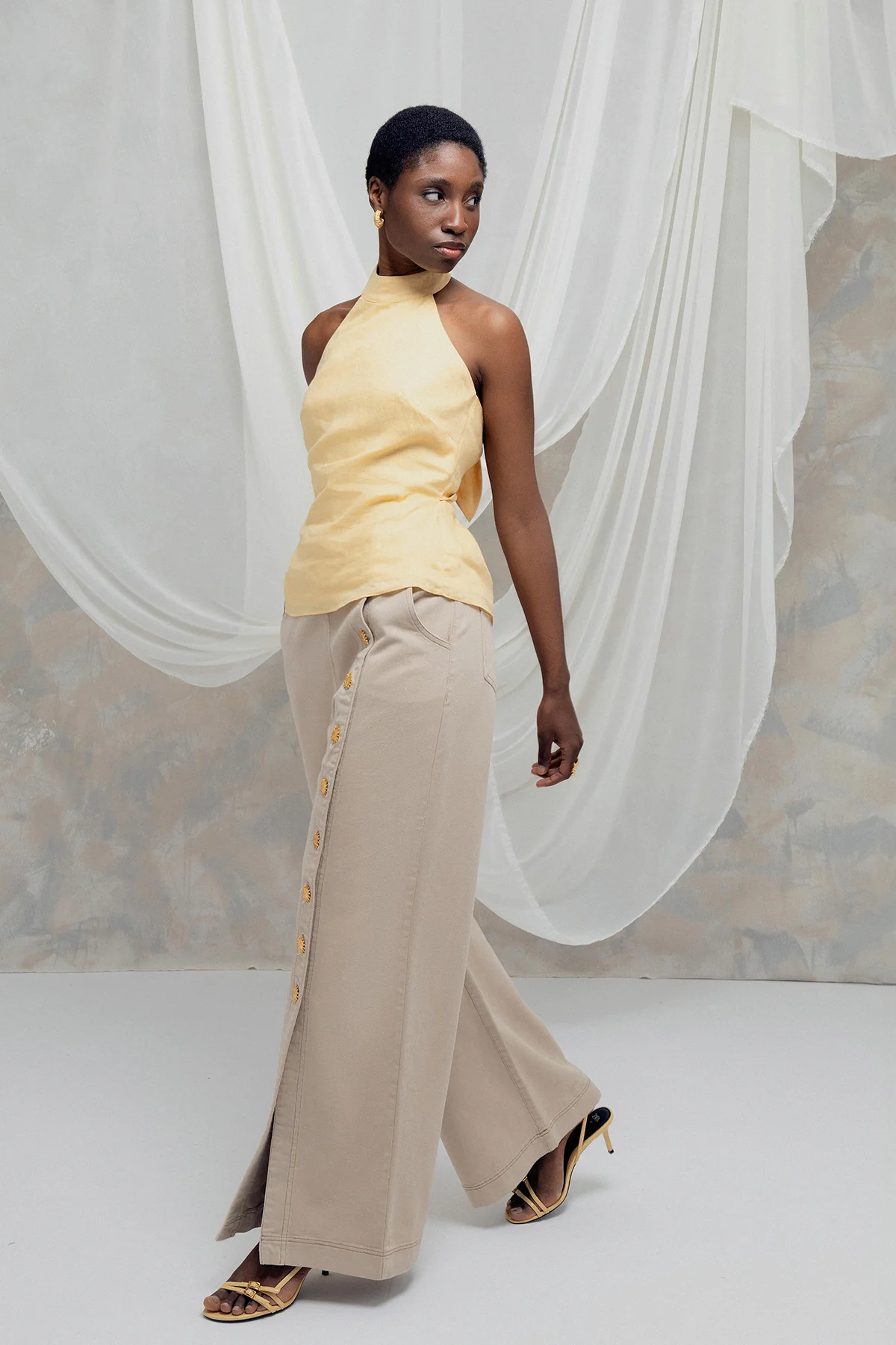 Jeans Celestina Beige Con Botones - Imagen 3