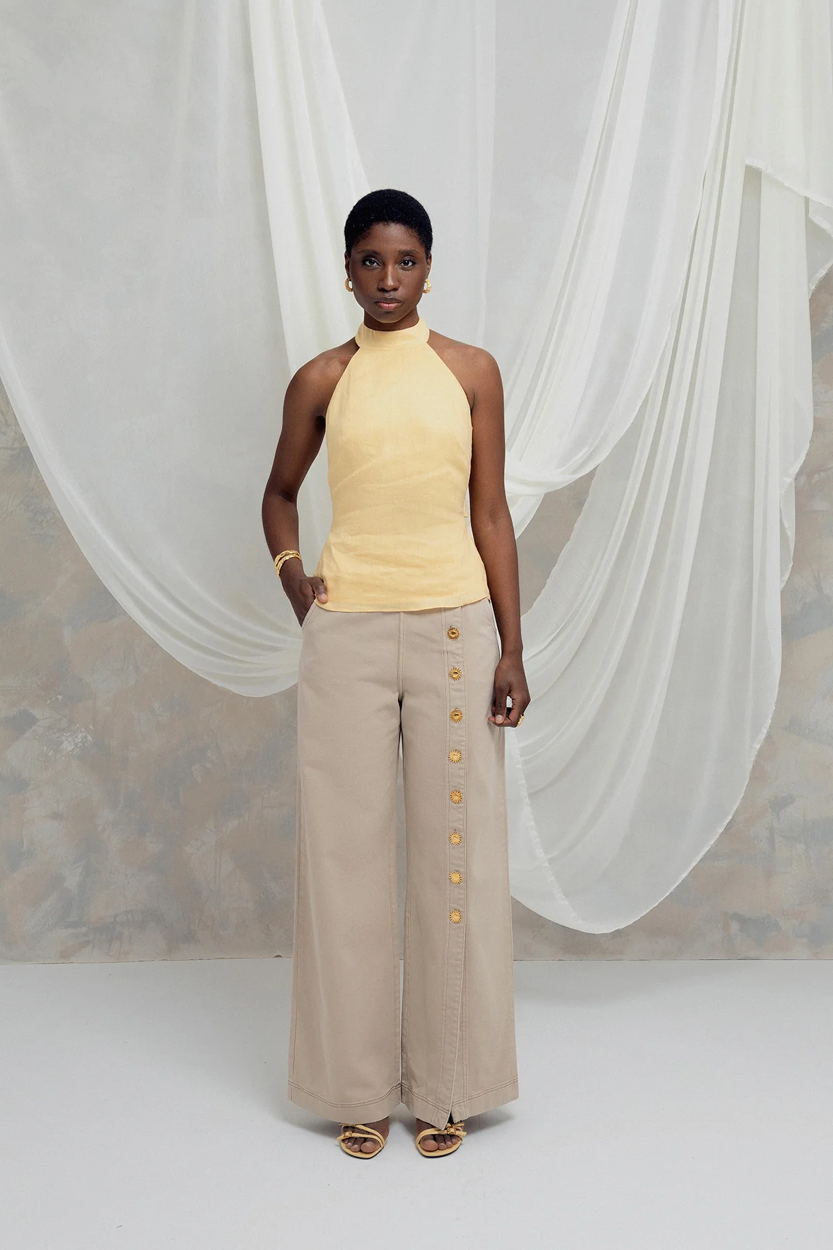 Jeans Celestina Beige Con Botones - Imagen 2