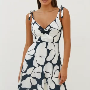 Vestido Magnolia Est. Blanco con Azul