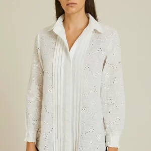 Camisa Ojalillo De Flores Blanca
