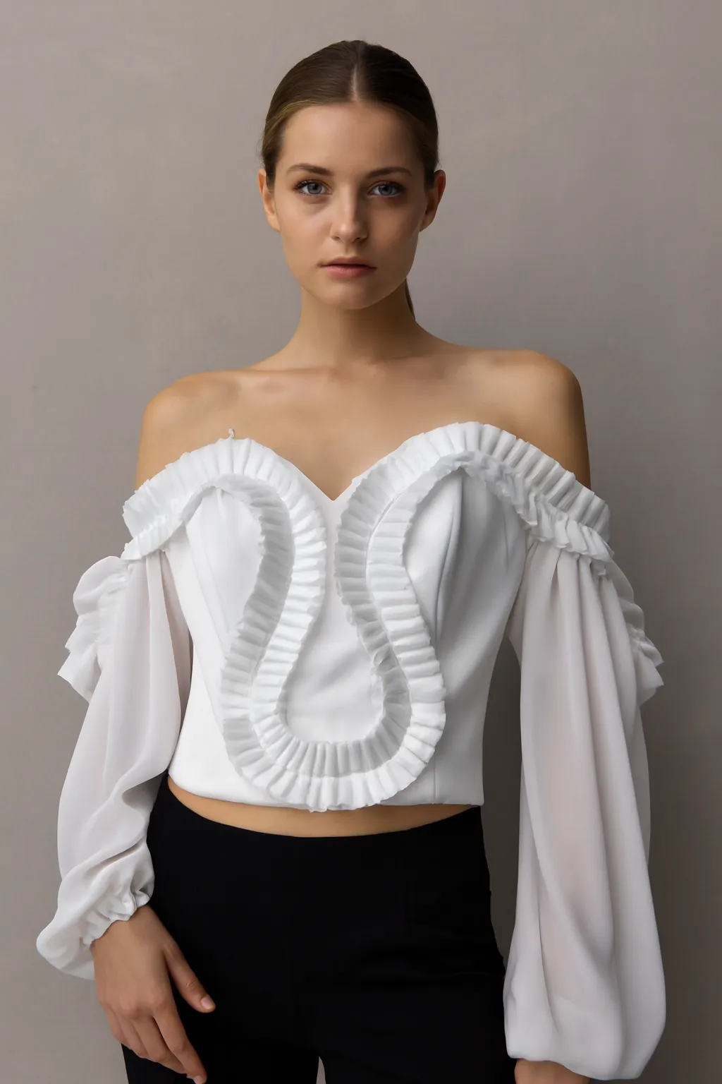 Top Blanco Con Mangas S