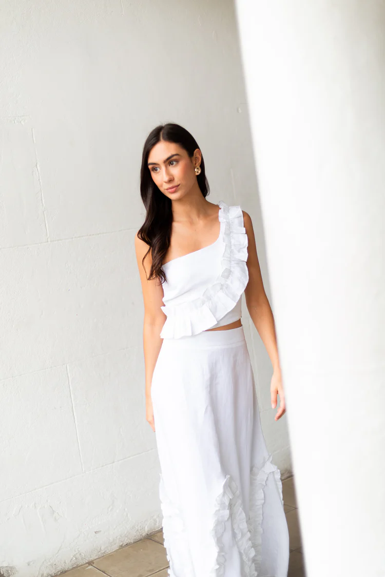 Set Yara Arco, Falda y Top Blanco