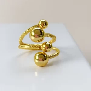 Anillo Dorado De 4 Esferas