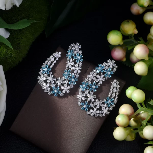 Aretes Coral Zafiro Plateados