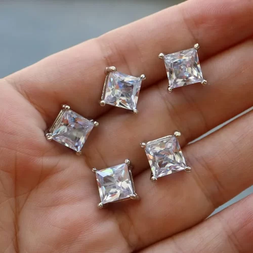 Aretes Cuadrados Con Circonia