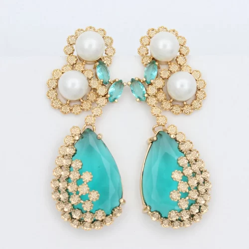 Aretes Curvos Circón Perlas