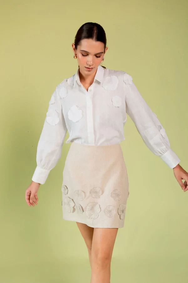 Falda Flor Beige Corta 3 Falda Flor Beige Corta