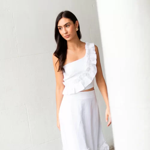 Set Yara Arco, Falda y Top Blanco