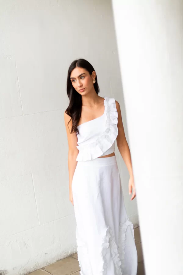 Set Yara Arco, Falda y Top Blanco
