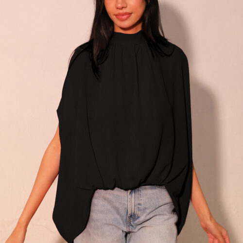 Blusa Caftan manga corta en negro