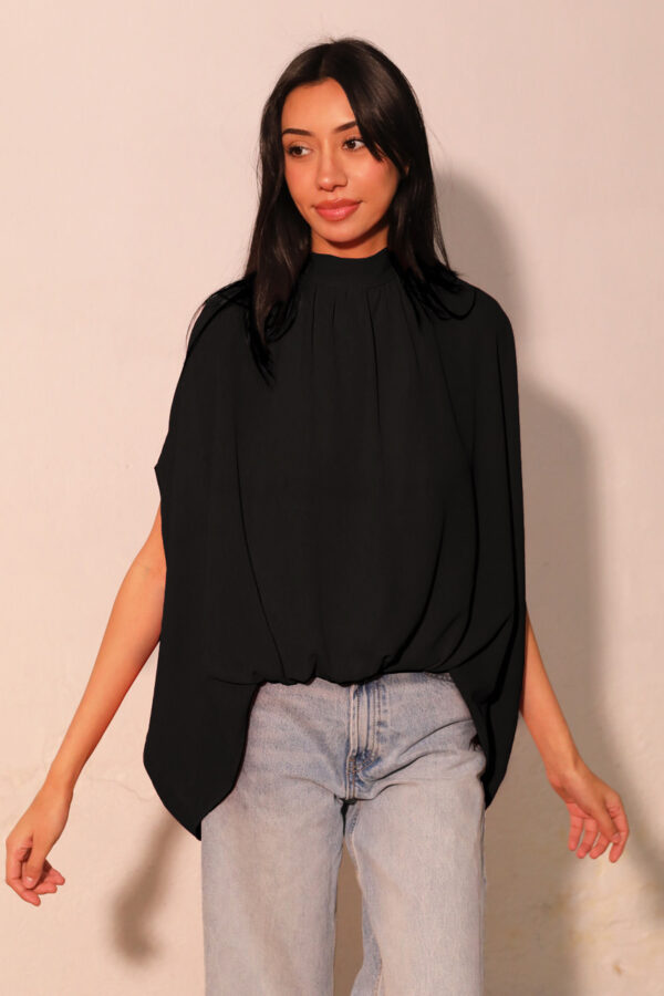 Blusa Caftan manga corta en negro