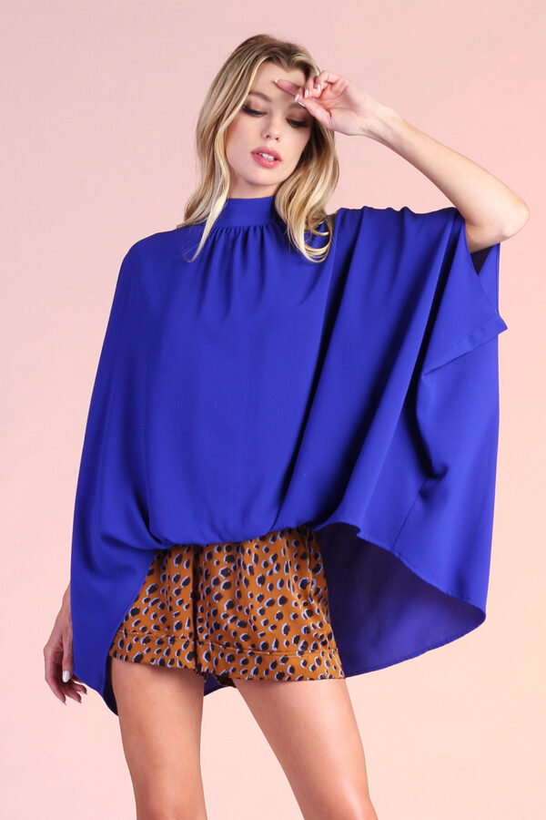 Blusa Caftan manga corta en azul eléctrico