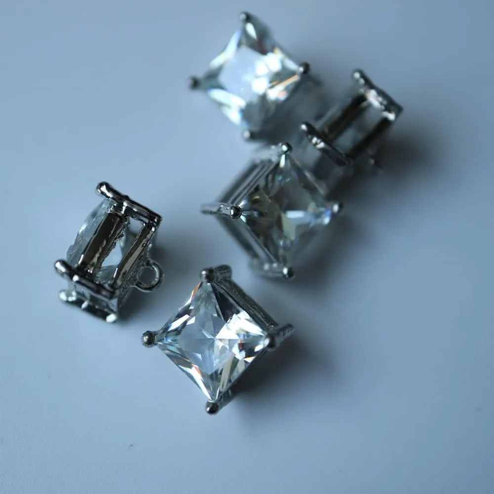 Aretes Cuadrados Con Circonia - Imagen 2