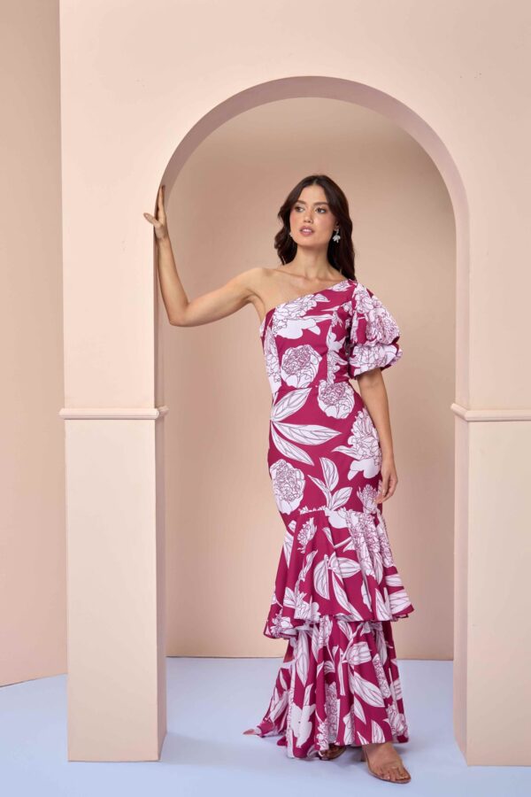 Vestido Grace One Shoulder Magenta