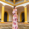 Vestido Rosario-tonos vino y rosa