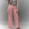 Jeans Rosado Wide Leg  High Rise