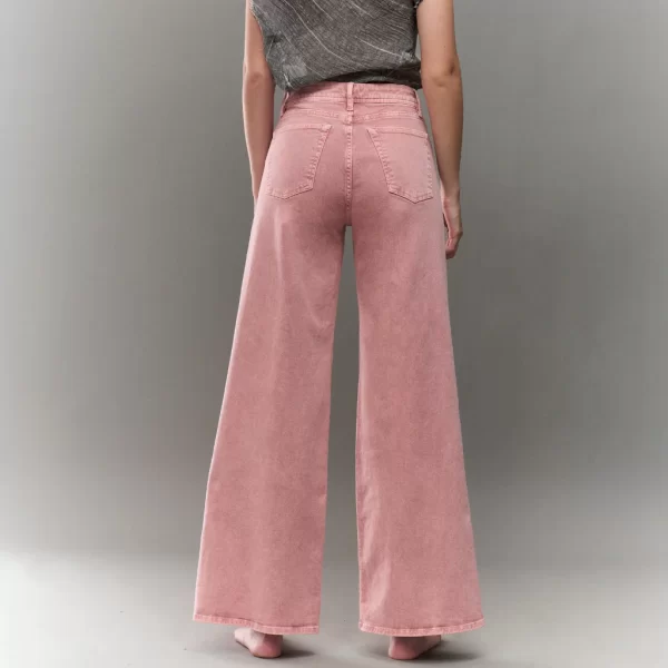 Jeans Rosado Wide Leg  High Rise