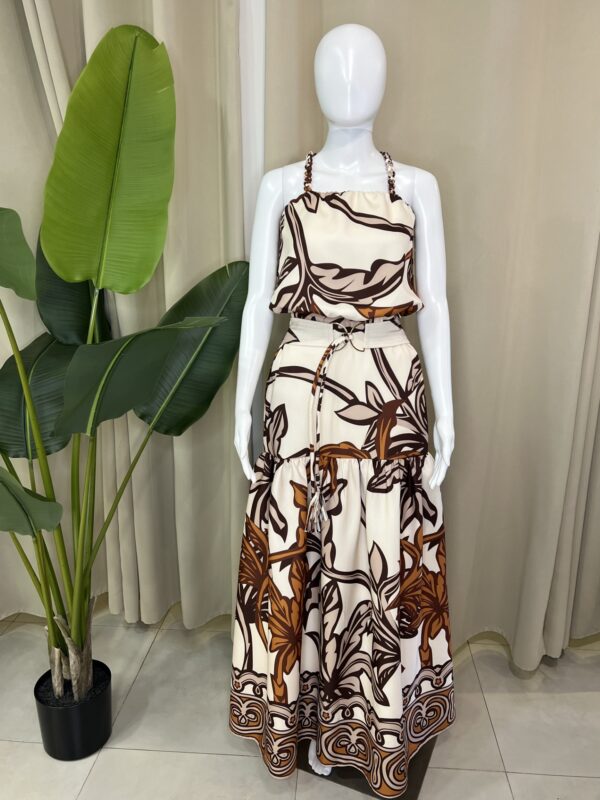 Set de Top y Falda en Print Tropical en tonos cafès